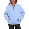 2025 Autumn/Winter Women's Casual Stand-Collar Fleece Sweatshirt with Pockets and Zipper.
