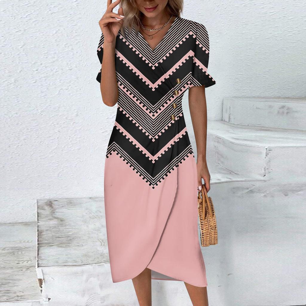 Пляжные платья для женщин, весна-лето, элегантное платье с запахом и V-образным вырезом в стиле бохо, струящееся гавайское платье макси с рюшами