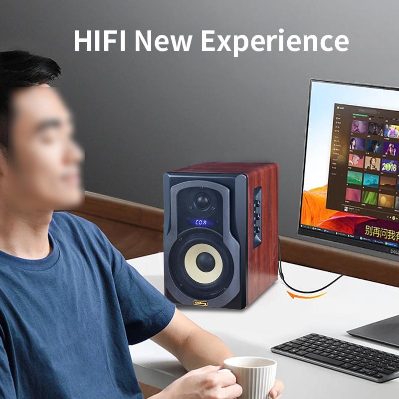 5.0 Bluetooth Desktop D15 Speaker Power HiFi Audio Wooden Speaker Active Bookshelf Surround Home Theater High Fidelity Speaker