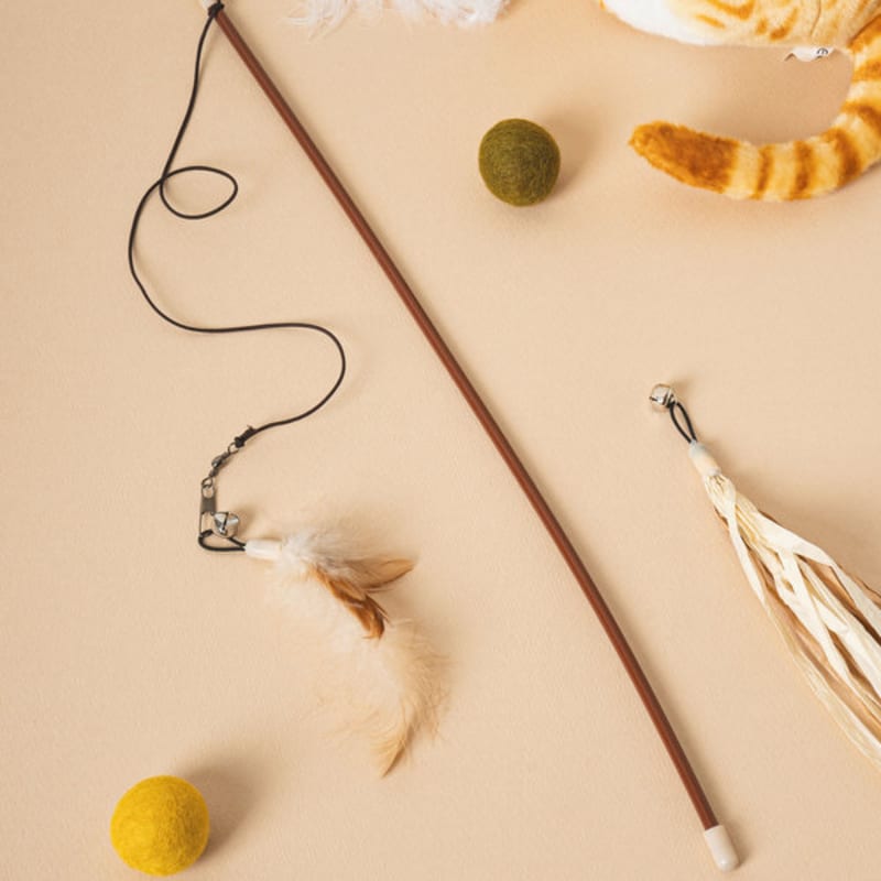 [Домашнее животное] Набор из 3 предметов: удочка для кошки и сменная насадка для декора