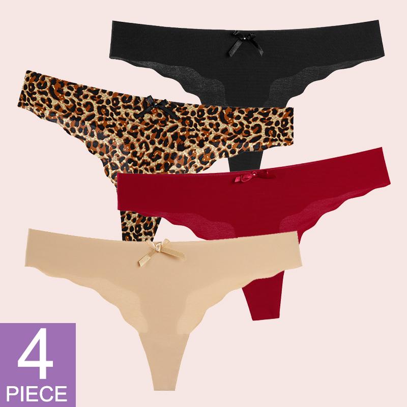 Женские стринги, сексуальное нижнее белье, женские трусики, модное бесшовное бикини, нижнее белье с Т-образной спинкой, новые женские стринги с низкой талией, 4 шт.