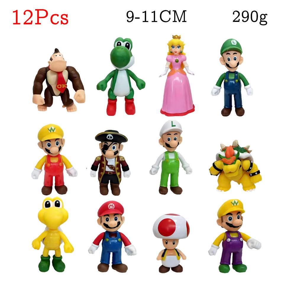 12 шт./Набор Популярный Дизайн Аниме Японии Super Mario Bros Luigi Yoshi Mario Фигурки Аниме Фигурки Инновационные Достойные Коллекционирования