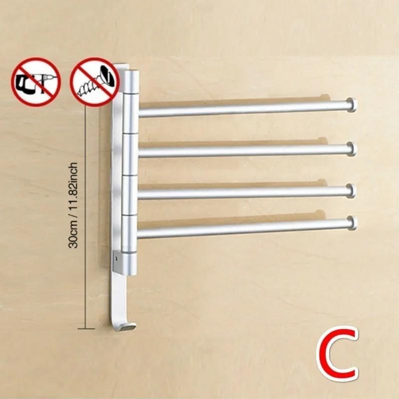 Настенная вешалка для полотенец из нержавеющей стали Полировка Вешалка Фурнитура Неперфорированная Вешалка для полотенец Вращающаяся вешалка для полотенец Ванная Кухня