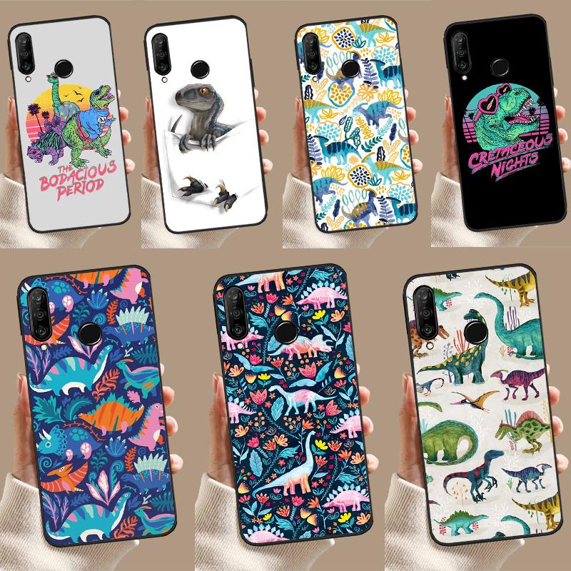 Cute Dino Dinosaur Case For Huawei Nova Y70 Y60 Y61 Y91 Y90 10 9 SE 5T 7i 8i 11i 11 P20 P40 Lite P30 Pro Cover
