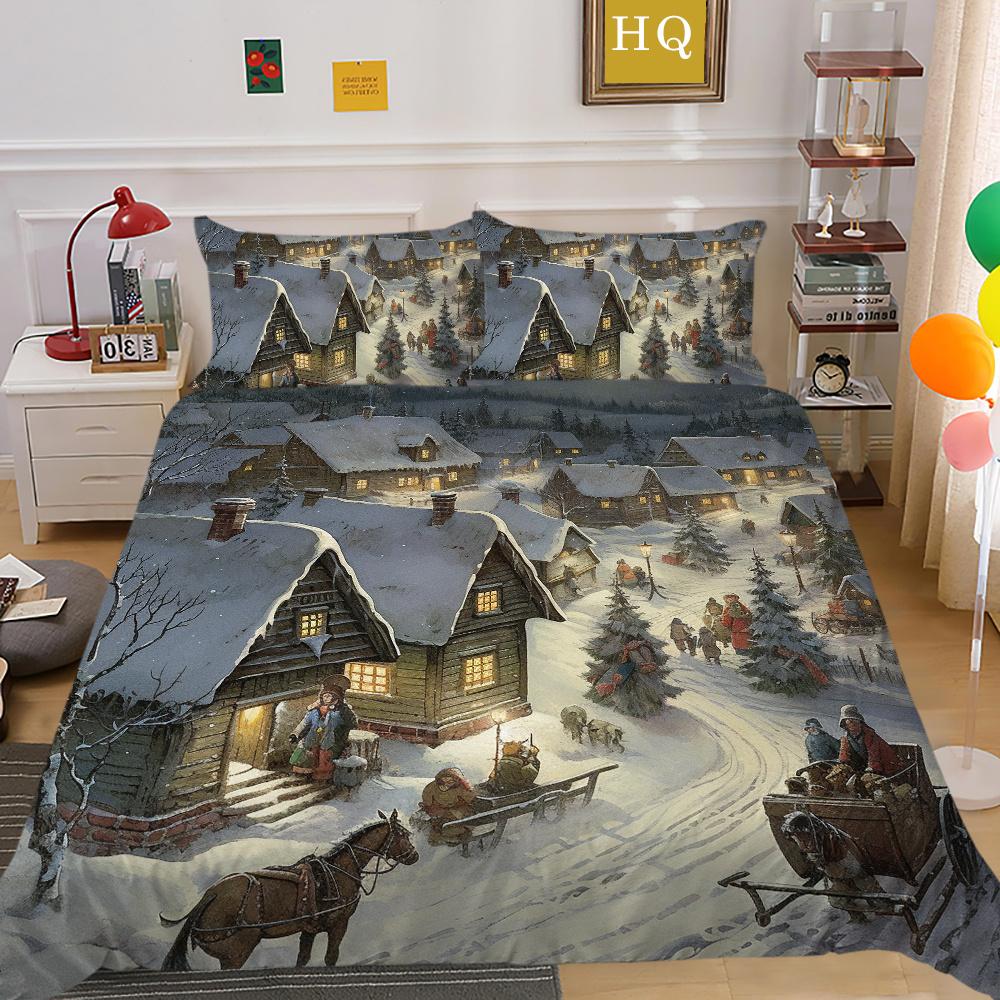 Christmas Printed Single Size Bed Set Cover Superior Highend Cartoon Design Children Teen Home Textiles