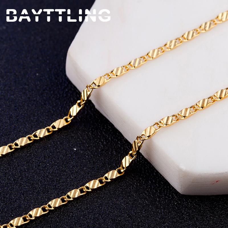 Серебро 925 пробы, 2 мм, 16-30 дюймов, Золотая боковая цепочка, ожерелье для женщин и мужчин, модные ювелирные изделия, очаровательное ожерелье, подарок