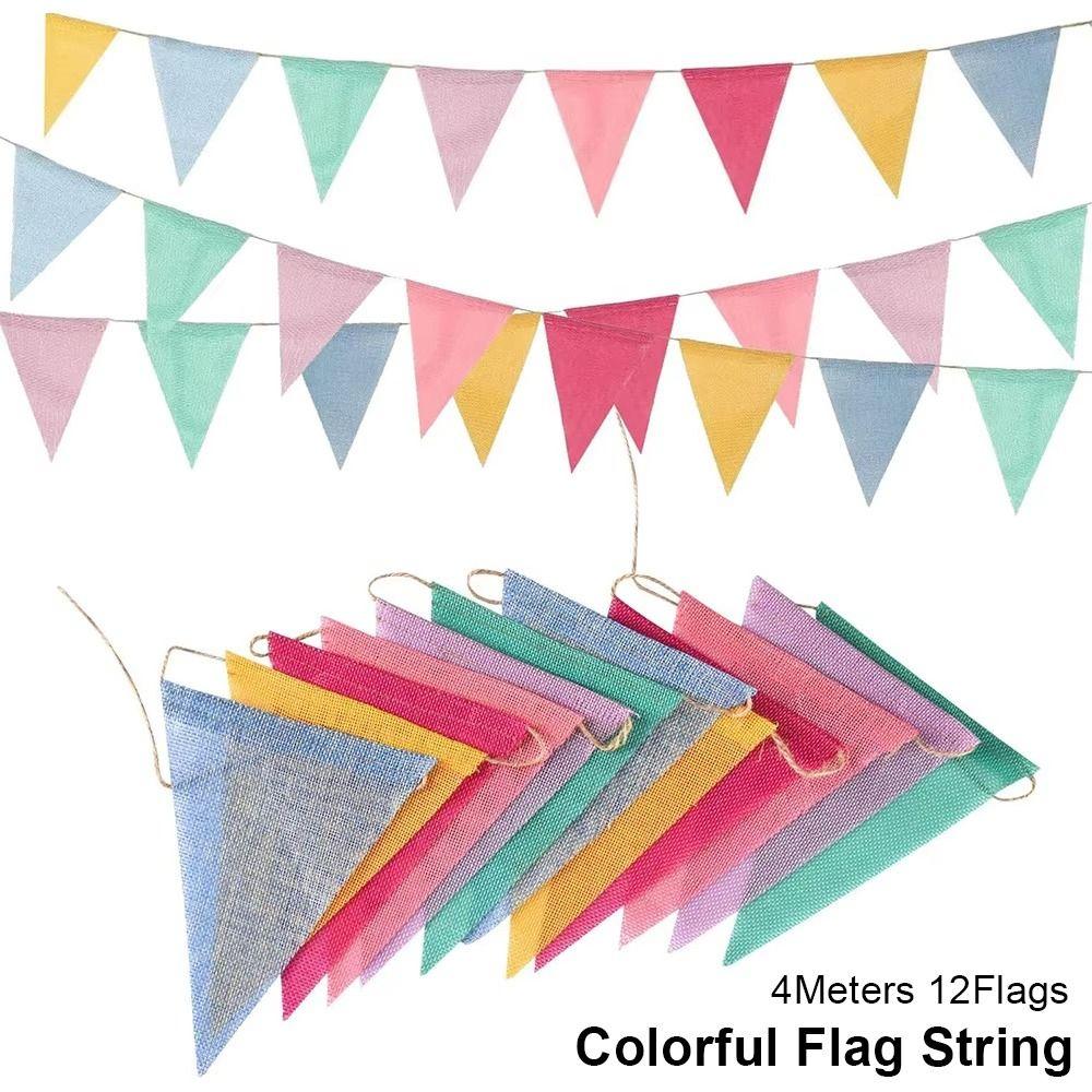 1Pcs 12 Flags Colorful Flag String  for Happy Birthday Party Wedding Decoration
