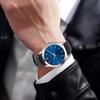 BUREI Analog Quartz Black Leather Popular Slim Simple and Stylish for Business and Casual Wear Men's Watch, Waterproof, Strap, Watch, (Blue, Leather)
