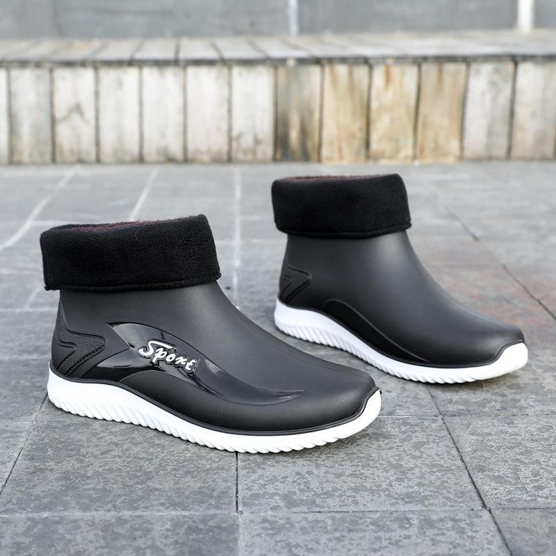 Новые дождевые ботинки мужские легкие водонепроницаемые ботинки на плоской подошве короткие водонепроницаемые сапоги износостойкие кухонные нескользящие рабочие резиновые сапоги мужские дождевые ботинки