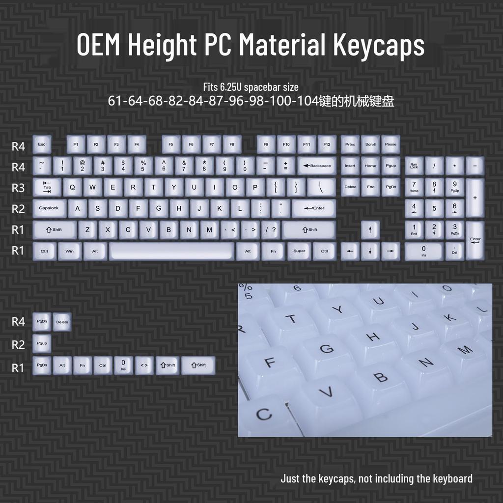 Колпачки для механической клавиатуры Lofree PC 75/98 - полностью прозрачные, черного цвета