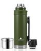 SANTECO Vacuum Insulated Water 1 with Keeps Cold or Large 316 Stainless Steel Thermos Bottle with Sports Drink Compatible Bottle, Liter, Cup, Hot,