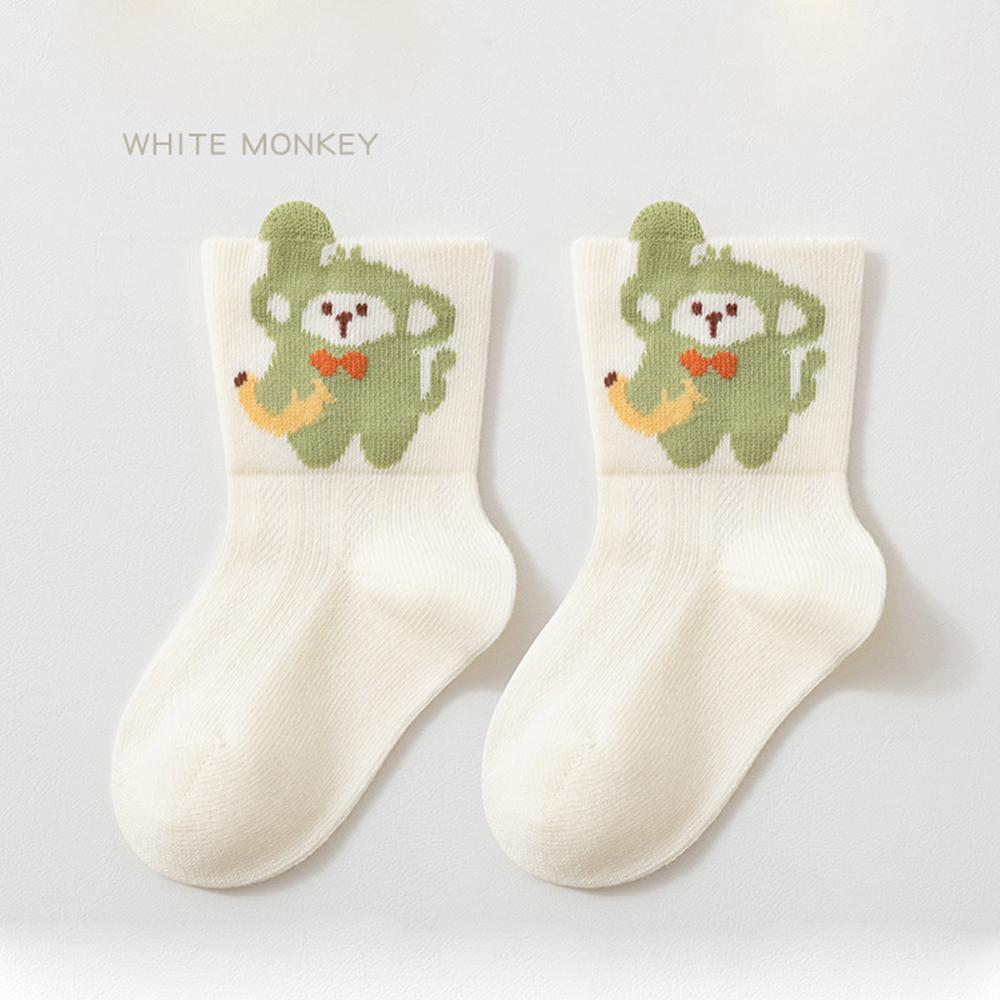 1PCS Thin Mesh Cotton Baby Socks Cute Cartoon Animal Flat Seam No Bone Breathable Mid Socks A-Class Safe Toddler Socks 0-8 Years Old