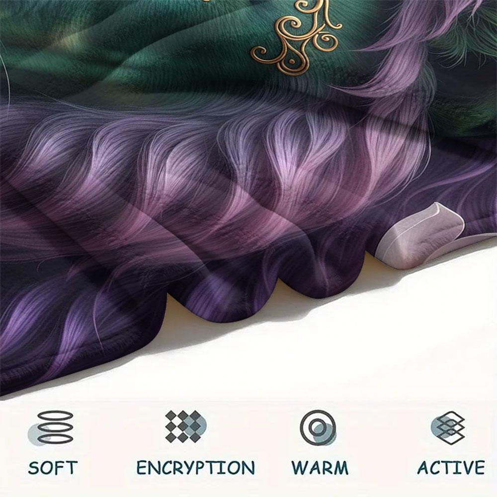 1Pc Animalswearingflowers Print Flannel Blanket, High quality Comfortable for All Seasons, Home Decor, Warmth and Comfort, Perfect for Christmas Gifts
