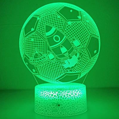 Футбол и Космический корабль LED 3D LED ночник 7/16 цветов с изменяемым визуальным освещением, декор для дома в гостиной, креативный ночник