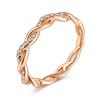 Simple Wedding Engagement Ring for Woman Girls Fashion Rose Gold Color Twist Rhinestone Ring Jewelry