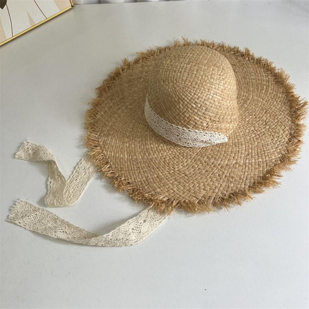 Ribbon Lafite Straw Hat UV Protection Sun Protection Cap Simple Outdoor Visor Cap Summer