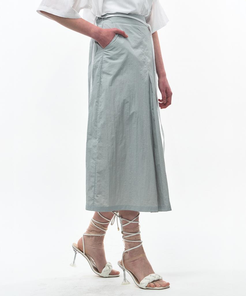 Nil Rise Nylon Maxi Skirt Light Gray