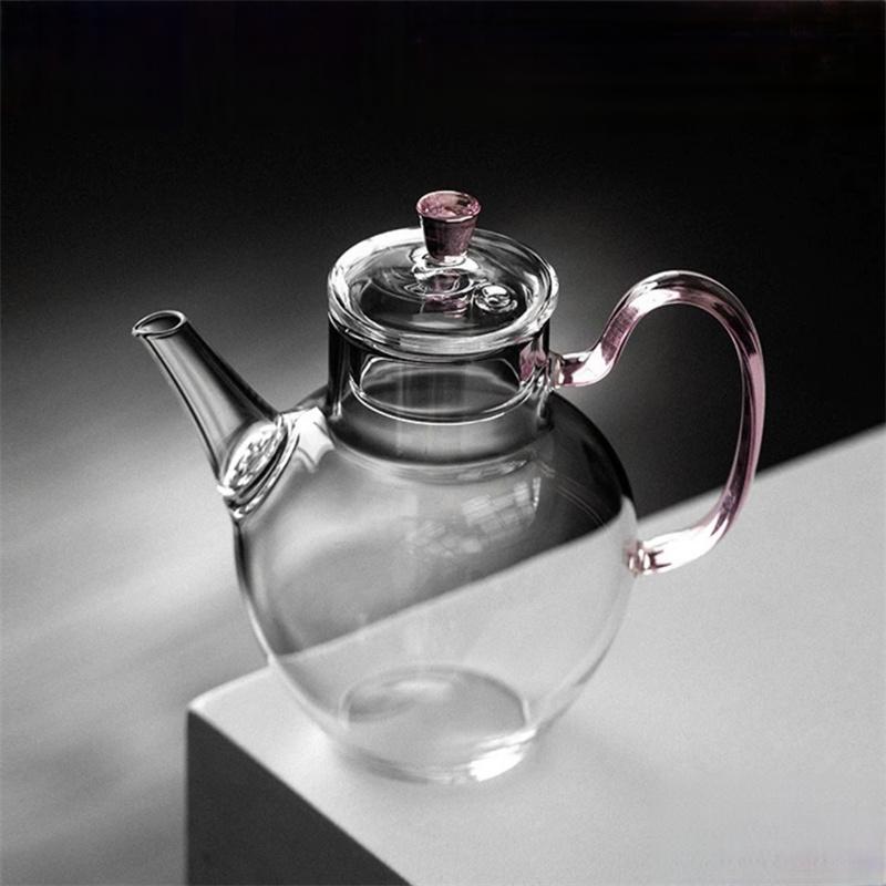 Чайник из боросиликатного стекла 210 мл, термостойкий, чайная утварь, набор для заваривания чая в стиле кунг-фу с фруктами и цветами
