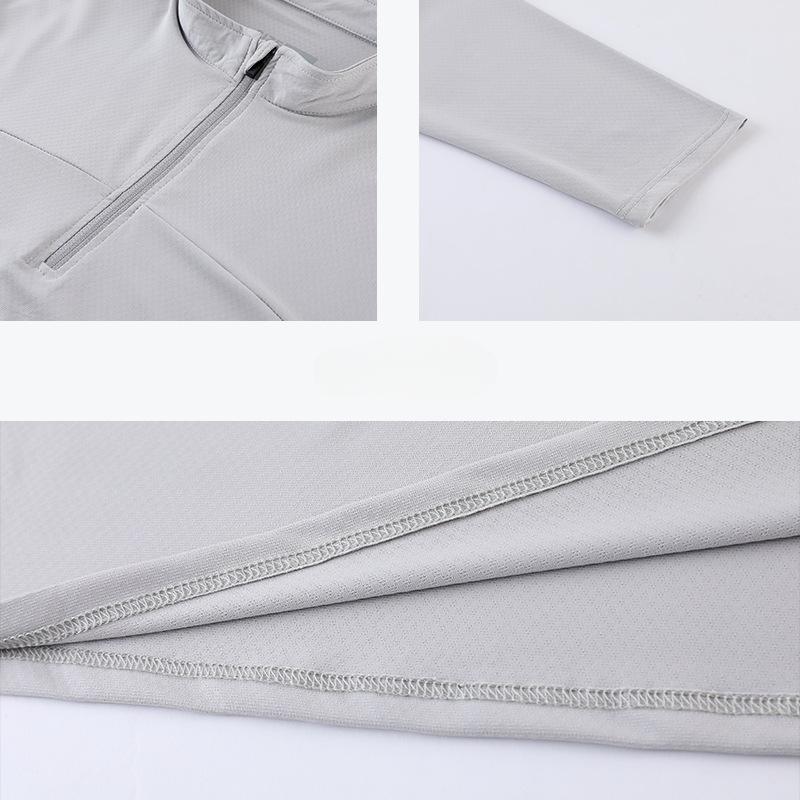 Men's Long Sleeved Quick Drying Clothes Outdoor Fitness Training T Shirt High Elasticity Semi Zipper Sports T-shirt