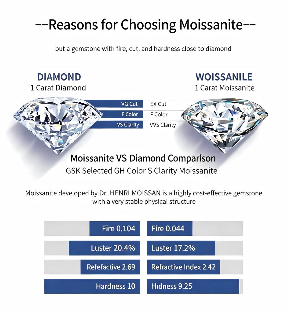 S925 Sterling Silver Moissanite Couple Ring Set D Color Ultra White Three Stone Moissanite Engagement Adjustable Promise Rings
