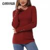 Women's Autumn and Winter Plus Size Solid Color Long Sleeve Knit Round Neck Button Stretch Casual Pullover Sweater