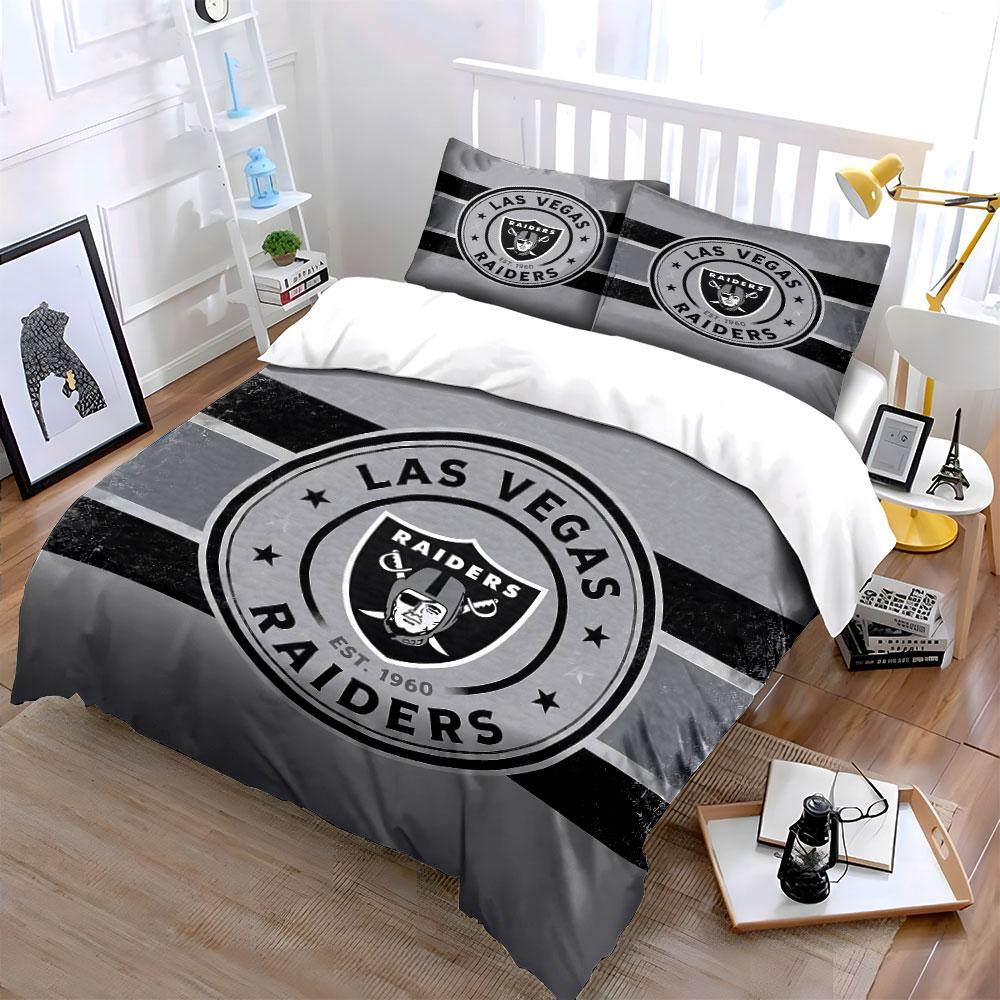 Las Vegas Raiders Logo Style Bedding Duvet Cover Set Duvet Cover Pillowcases (1*Duvet Cover 2*Pillowcases, without duvet insert)