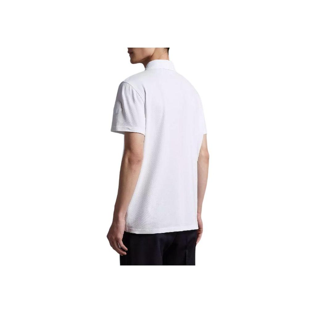 Moncler Monochrome Half-Zip Fitted Short Sleeve Polo Shirt Men tops White I10918A00008899P0001