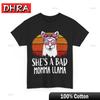 She's A Bad Momma Llama Shirt Llama Animals Lovers Women Mom Shirt Edgy Tshirts Stylish Creative Chic Top Printed Aesthetic