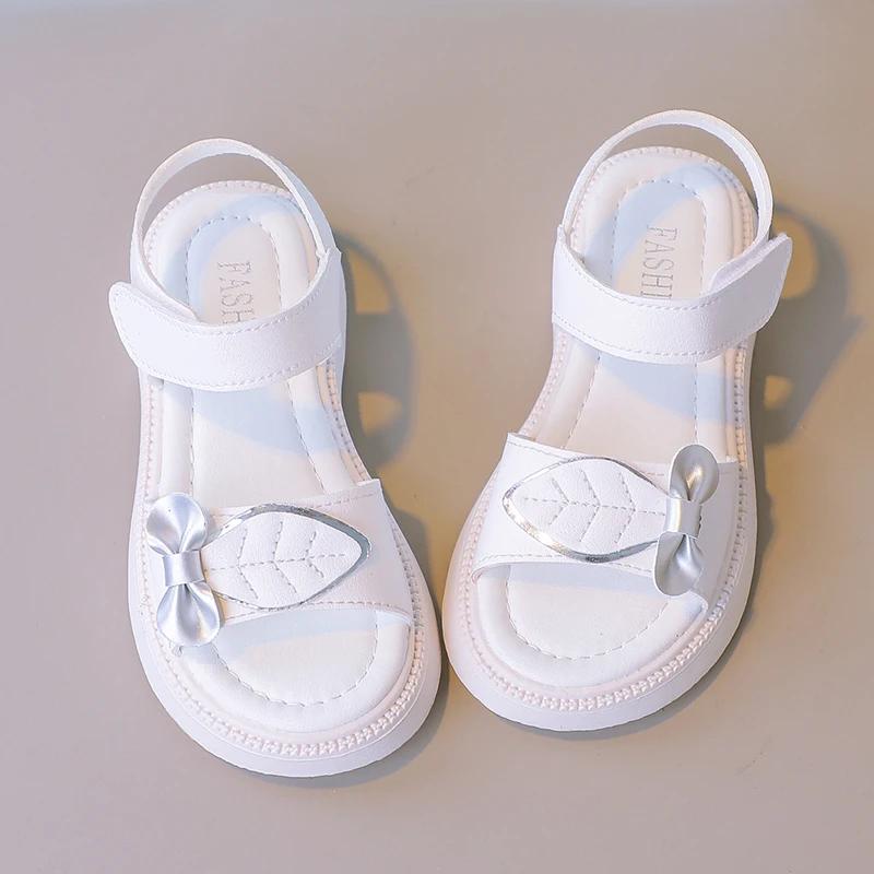 Girls Princess Sandals with Leaves Fashion Kids Summer Beach Shoes Children Causal Shoes Simple Platform Hook & Loop Breatheable