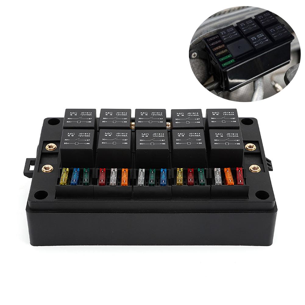 15-позиционная коробка с предохранителями и реле DC 12V 24V с 10 реле 40A, блок предохранителей, 4-контактные или 5-контактные реле для автомобилей, морских судов, RV, лодок, фургонов