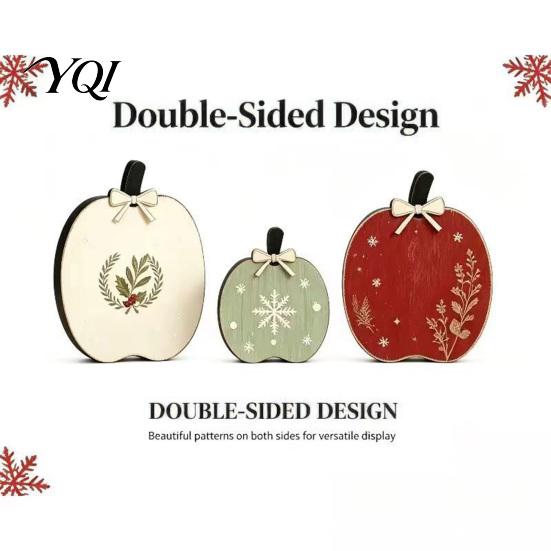 Stable Wood Base Ornament Decor 3Pcs/Set Christmas Wooden Ornaments, Rustic Gingerbread Man Tree Tiered Tray Freestanding Farmhouse Ornaments