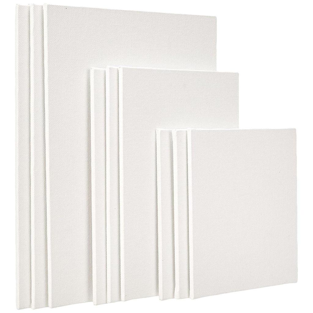 Cotton Canvas Boards for Painting (8x10, 6x8, 6x6 Combo Pack of 9,White)