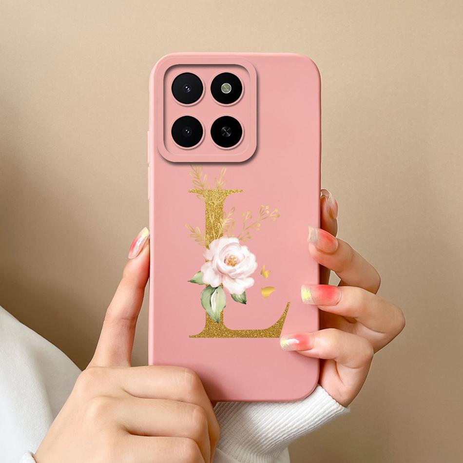 Для Honor X5B Plus X5 Чехол Простая Буква Имени Мягкий Гладкий Жидкий Силикон Ударопрочная Задняя Крышка Телефона Для Honor X 5 X5bPlus Capa