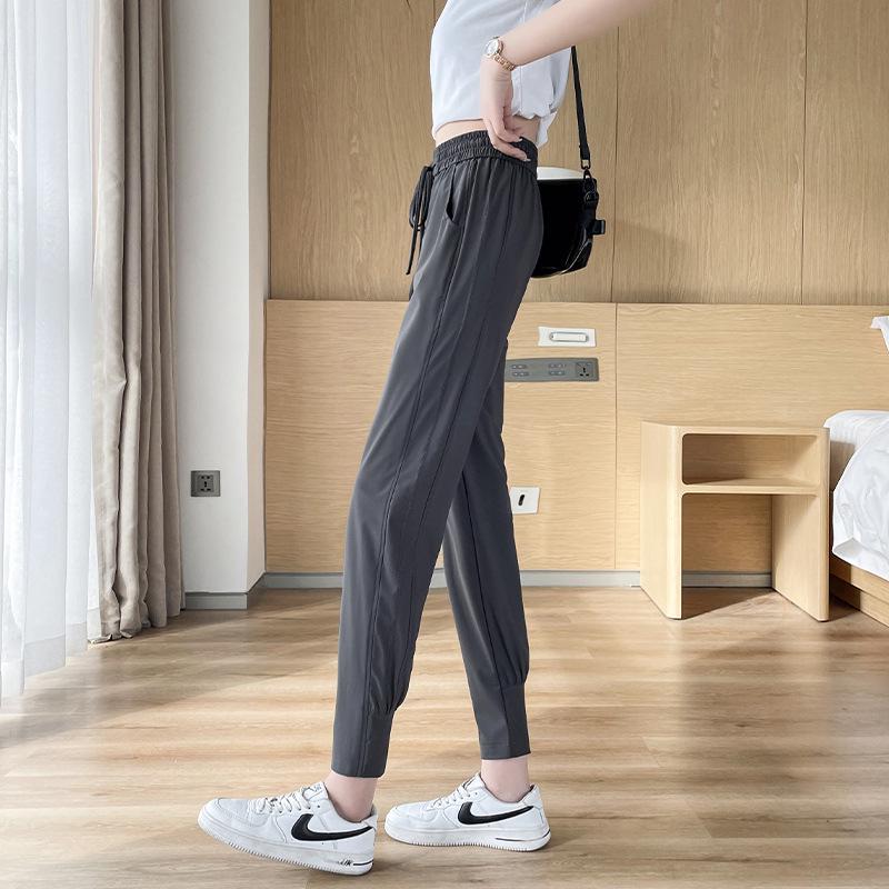 Женские летние быстросохнущие спортивные брюки Ice Silk — легкие, свободные шаровары для бега и повседневной носки