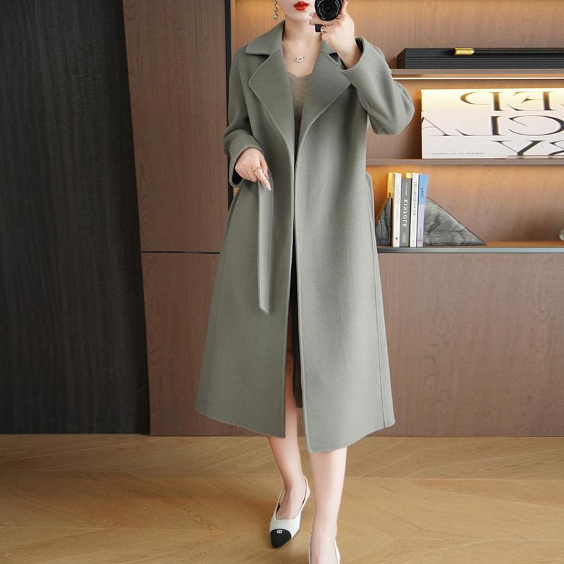 Женское пальто из 100% шерсти TIDENOVEL Осеннее шерстяное длинное пальто Ручной работы Пальто-бушлат Зимняя теплая шерстяная длинная куртка Пальто