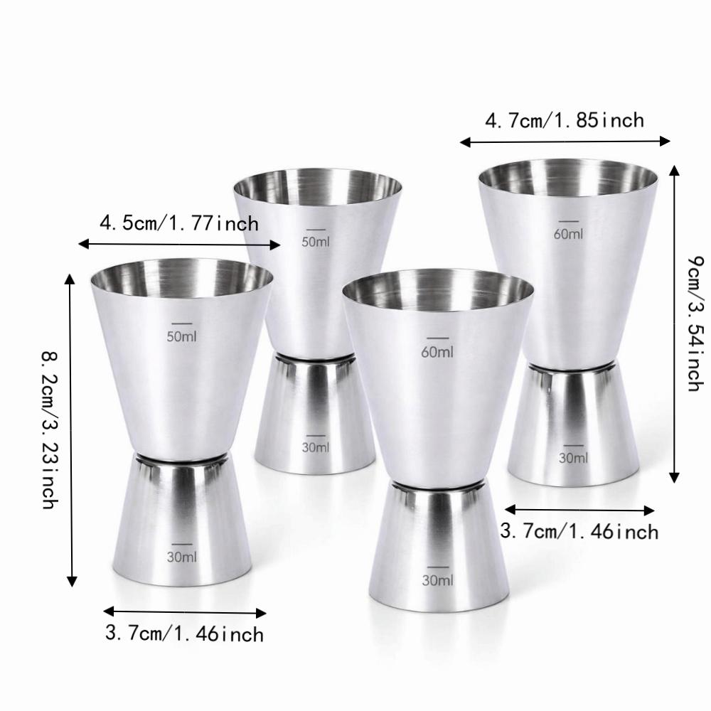 4pcs Double Ended Stainless Steel Jigger Easy To Clean Bar Jigger For Cocktail Making