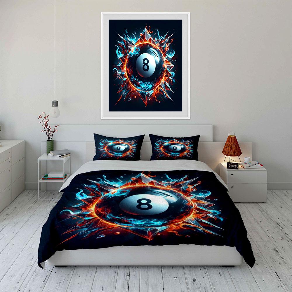 Fiery eight ball design. Bedding sets Duvet cover sets Duvet covers Pillowcases(1 * Duvet Cover 2 * Pillowcases without duvet insert)