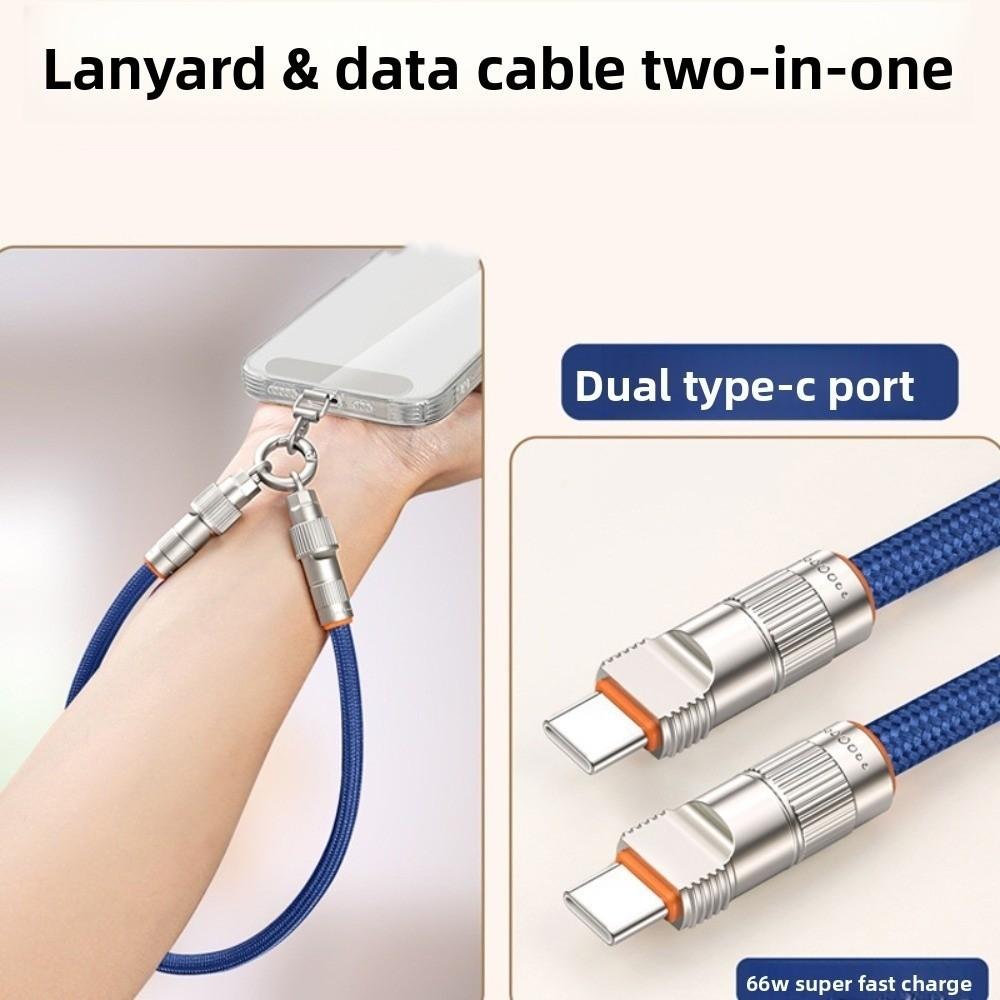 2 in 1 Mobile Phone Lanyard PD66W Phone Hanging Rope Fast Charging Phone Strap Phone Pendant