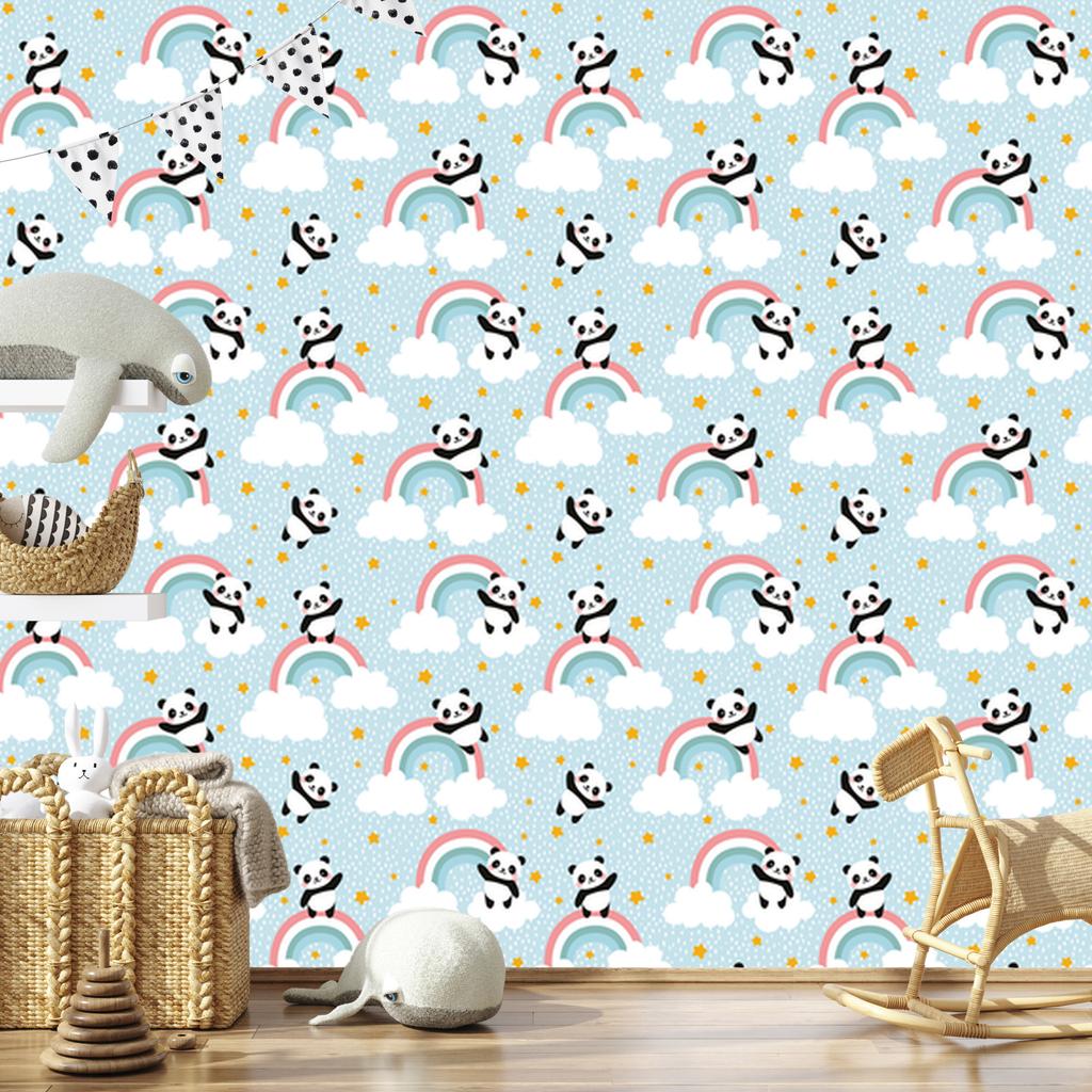 Pandas in the Rain Wallpaper for Living Room and Bedroom 50x1000