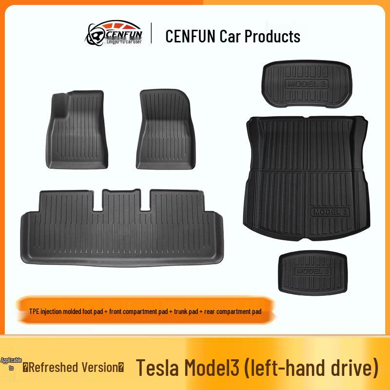 Tesla Model Y/3 Refresh Floor Mats & Trunk Storage - TPE Molded Carpets
