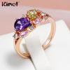 Kinel фиолетовый циркон невесты обручальное кольцо для женщин роскошные ювелирные изделия цвета розового золота кольцо подарок