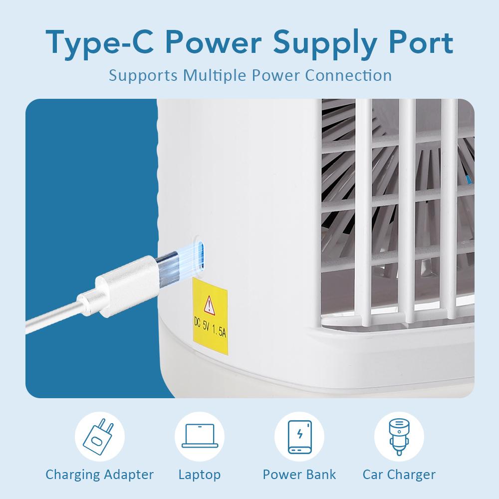 Портативный кондиционер с цветной подсветкой, вентилятор с водяным охлаждением, USB настольный вентилятор, резервуар для воды 700 мл, настольный вентилятор, увлажнитель