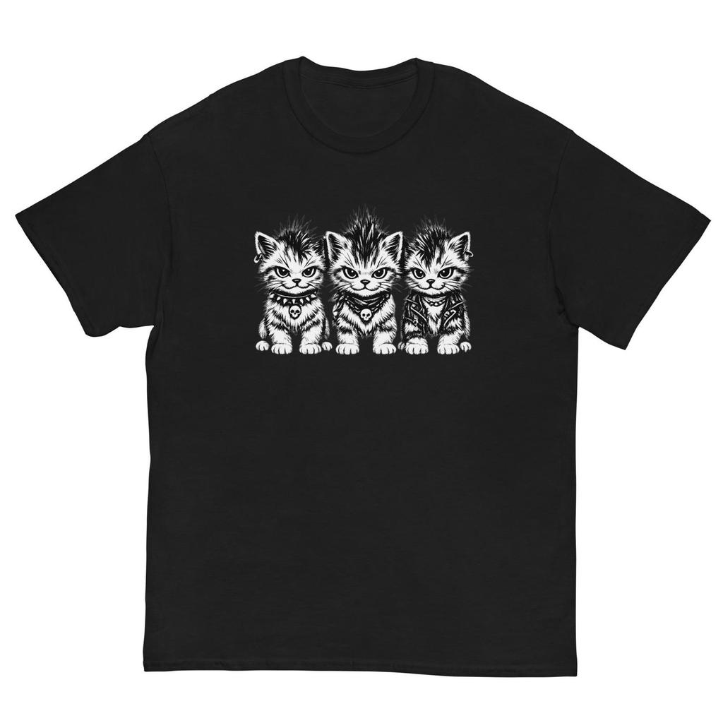 Punk Rock Mohawk Kitten Graphic Tee Cat Lover Shirt, Alternative Goth Kitten Cat Lover Birthday Gift, Edgy Grunge Cat Lover Graphic Tee