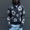 Европейский и американский осенне-зимний цветочный принт свободный уличный хип-хоп мужской и женский свитер с капюшоном