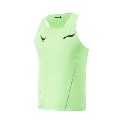 Li Ning Dragon Sparrow, приятный для кожи, дышащий, простой, облегающий, без рукавов, гоночный, соревновательный, жилет, мужские топы, флуоресцентно-светло-зеленый AAYV123-4
