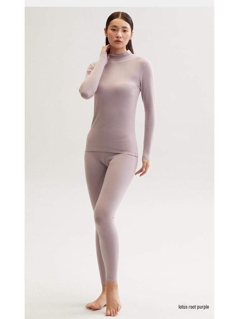 Женский облегающий хлопковый зимний теплый базовый слой со средней горловиной