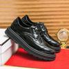 Fashion Men Dress Shoes Lace Up Style Men's Business Patent Leather Thick Bottom Shoes Luxury Formal Black Business Shoes Men