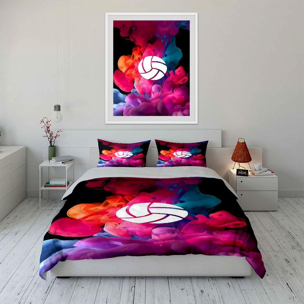 Volleyball with colorful smoke. Bedding sets Duvet cover sets Duvet covers Pillowcases(1 * Duvet Cover 2 * Pillowcases without duvet insert)