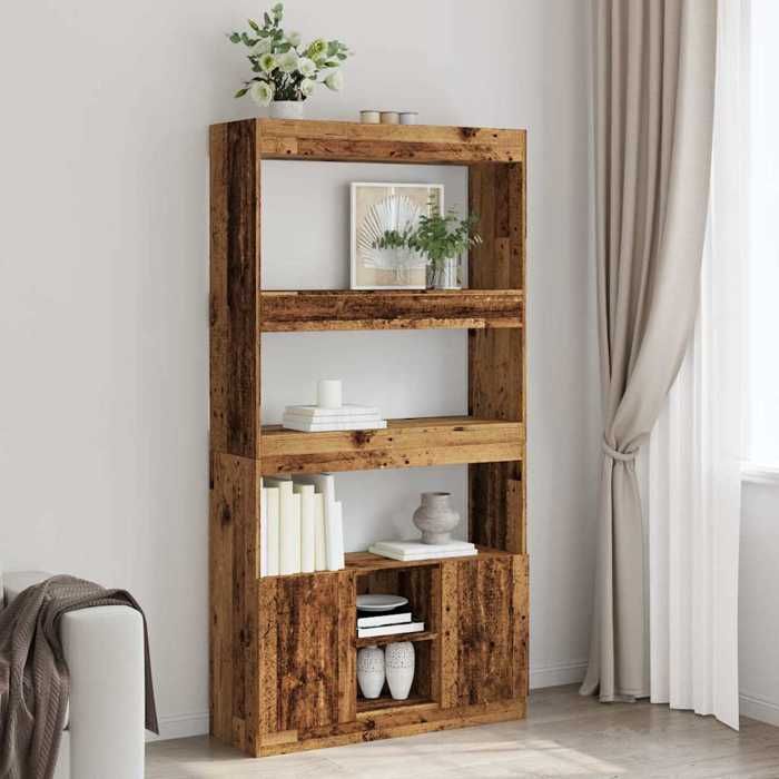 VidaXL Highboard Old Wood 92x33x180 Cm Engineered Wood, Bookcase, Modern Bookcase, Bookshelf 3309625