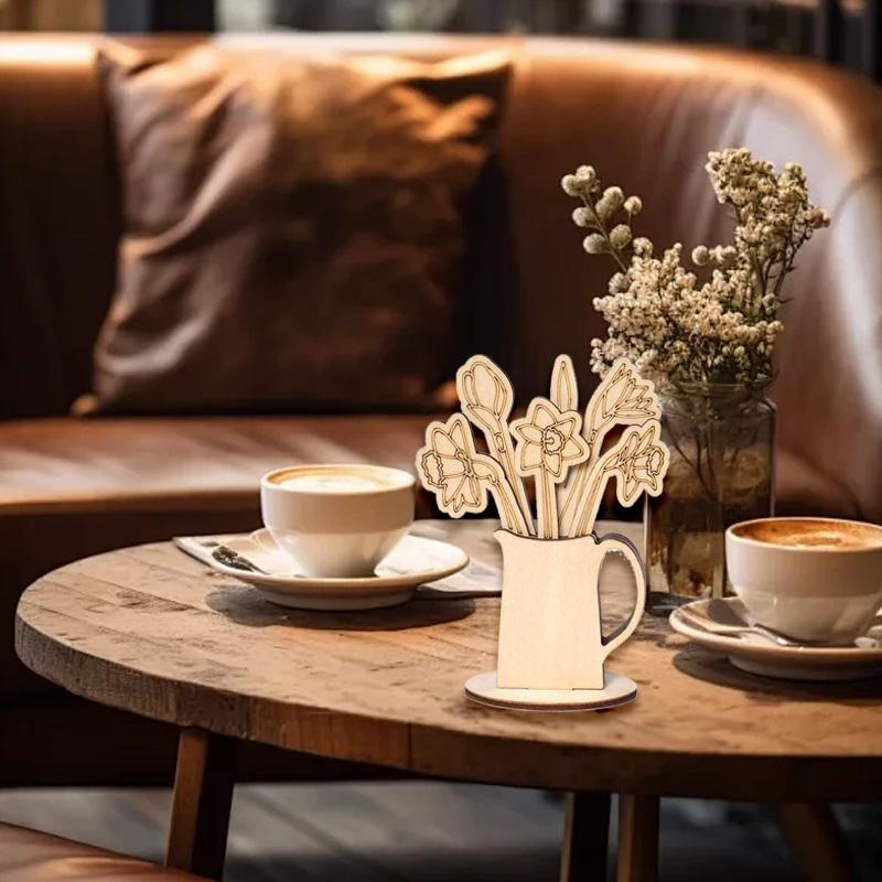 1 шт. Картина для украшения дома, поделки, букет, орнамент, ручная работа, сделай сам, деревянные креативные подарки, многослойные искусственные цветы, ваза для украшения